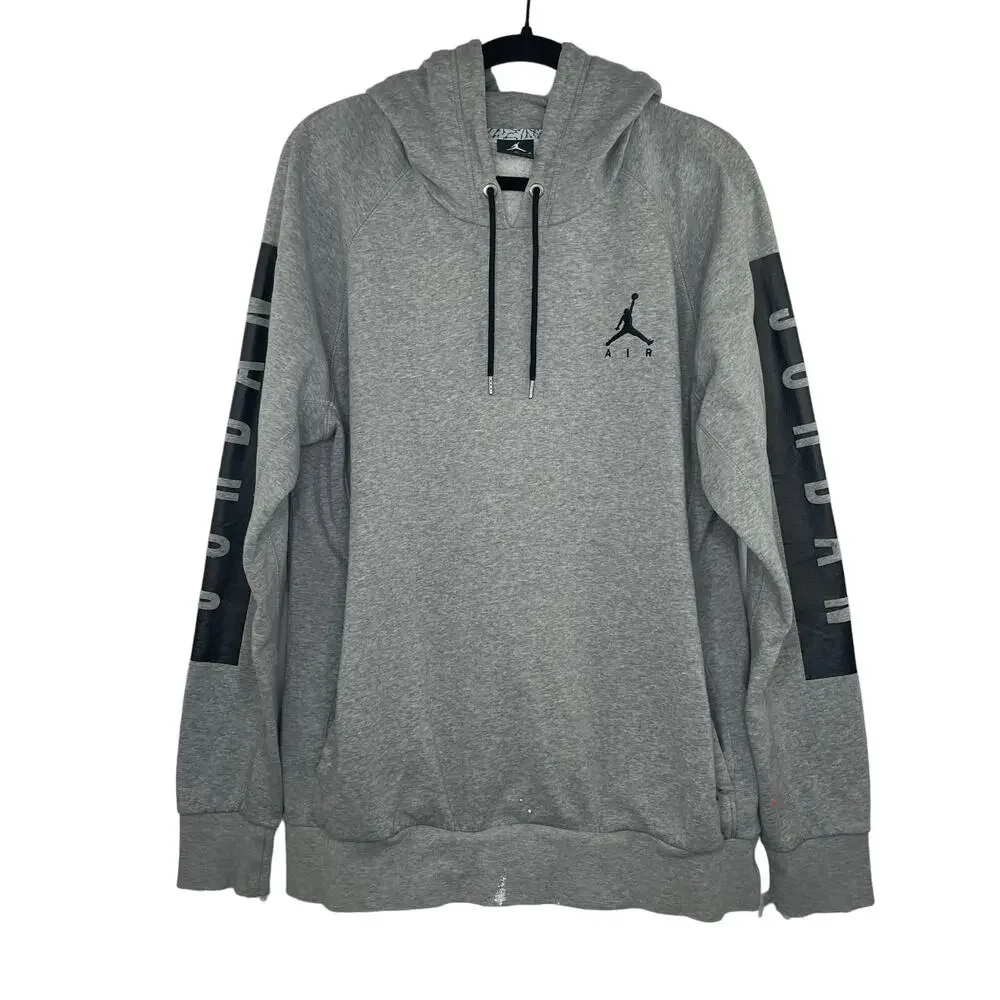 Jordan gray hoodie pullover sweatshirt size Large *flawed distressed
